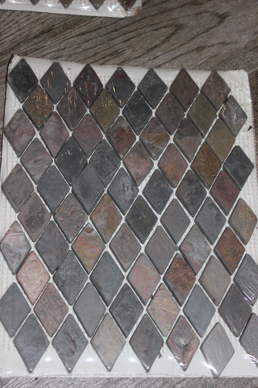 Lot of 5 SF Sheets Multicolor Slate Natural Stone Harlequin Diamond Mosaics Tile
