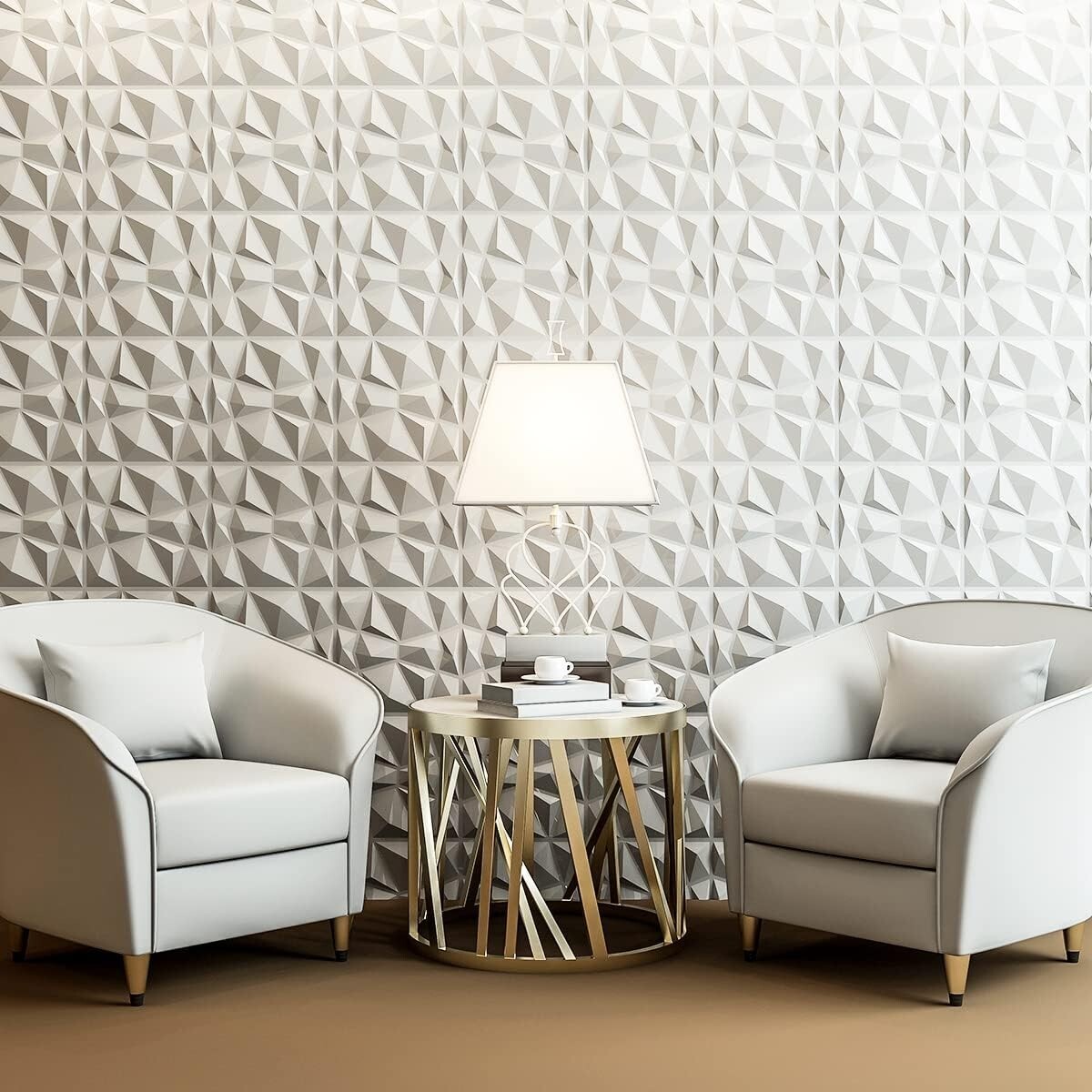 Art3d 33-Pack 11.8″x11.8″ PVC 3D Wall Panels in Diamond Design, 32 sq.ft/case