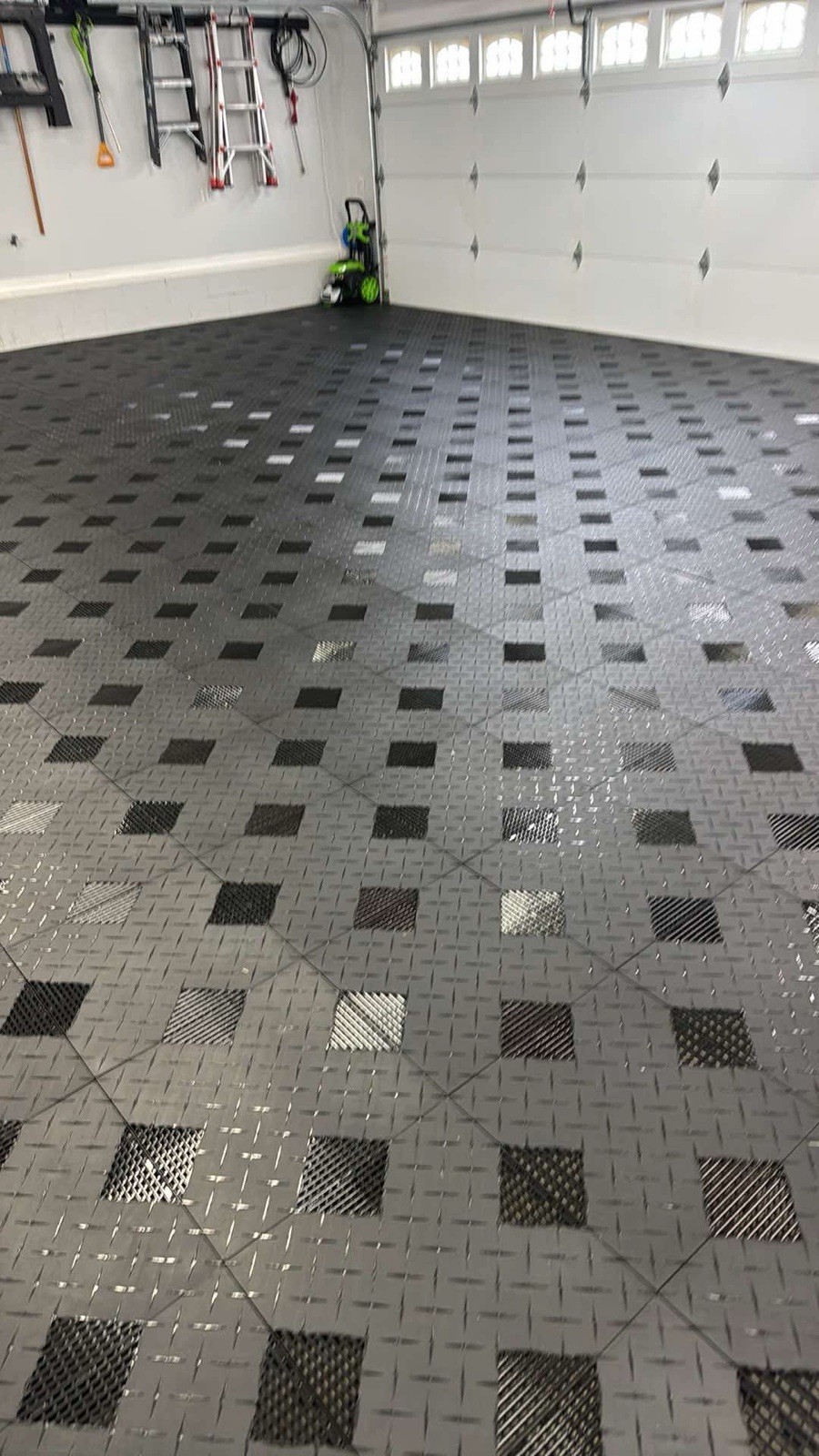 Light Gray (silver) HYBRID-X garage floor tiles 50 square feet 17×17 MADE IN USA