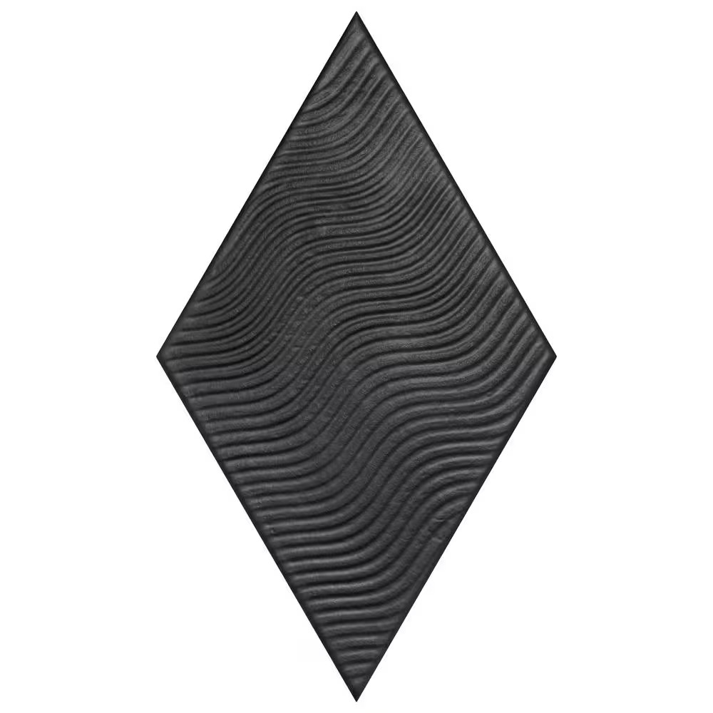 Rhombus Black 5-1/2 In. X 9-1/2 In. Porcelain Floor and Wall Tile (11.4 Sq. Ft./