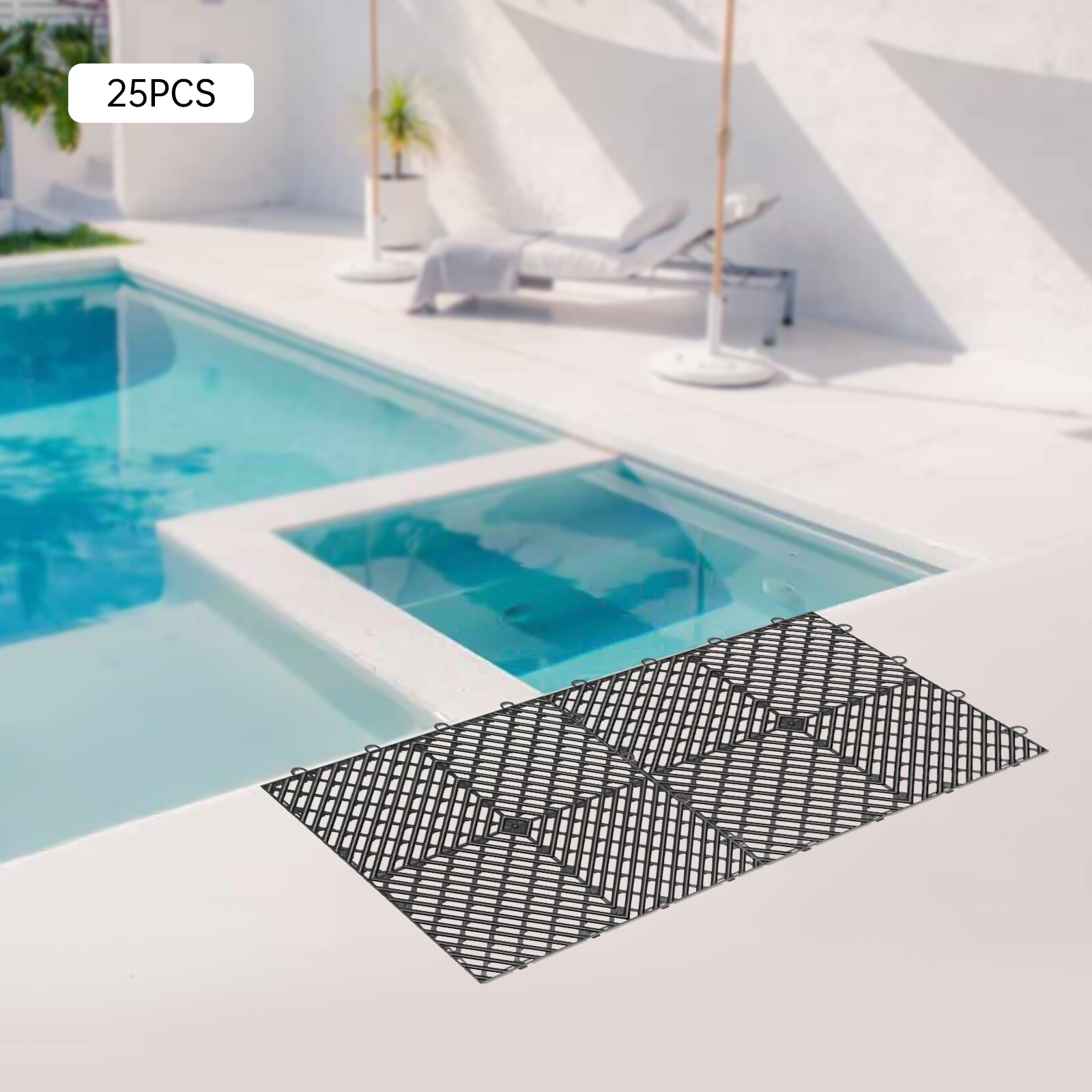 25PCS Interlocking Deck Tiles 30*30cm Drainage Tiles Modern Outdoor Floor Tiles