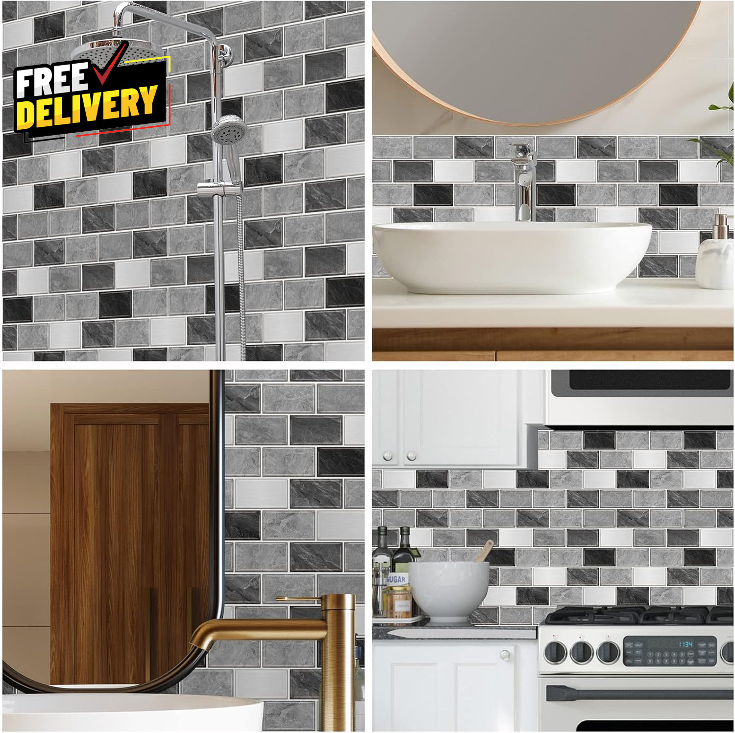 10 Sheet Subway Tile Peel and Stick Backsplash for Kitchen 12X12 Self Adhesive..