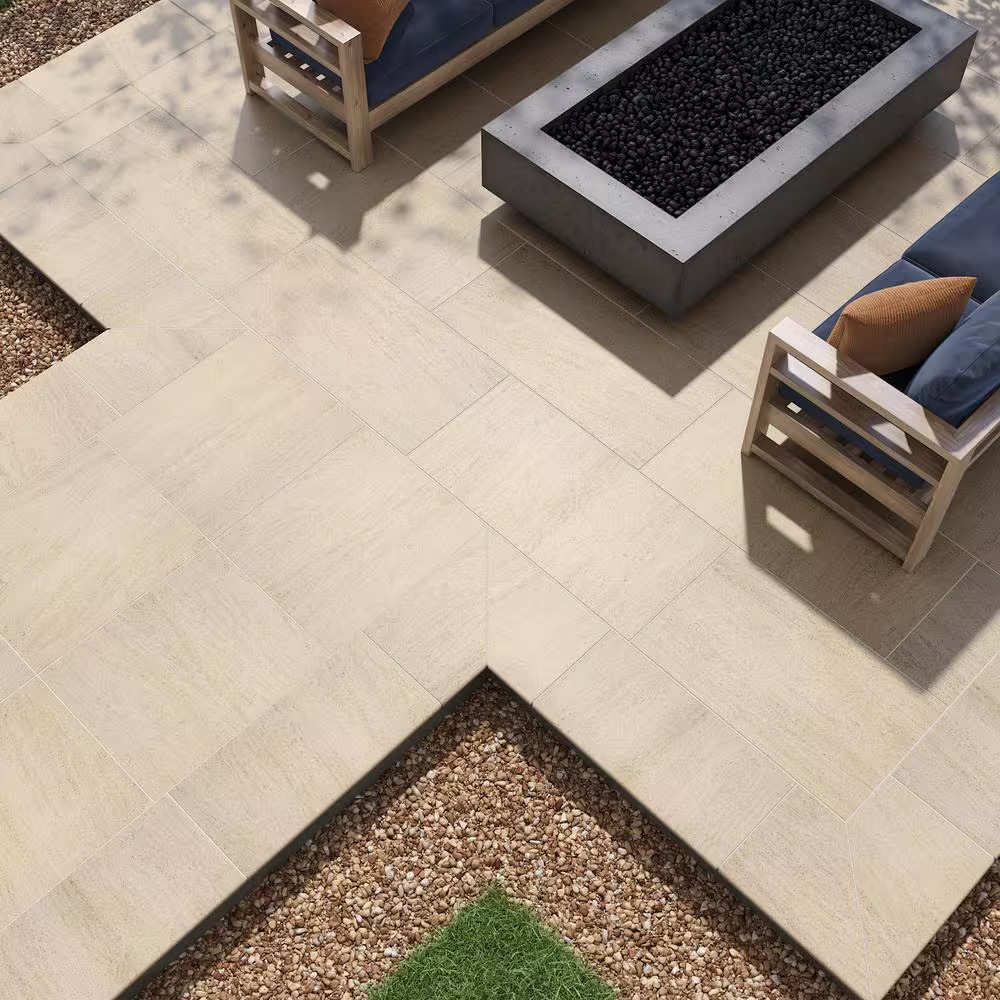 Living Style Beige 2 Cm. X 18 In. X 36 In. Matte Porcelain Stone Look Paver (9 S