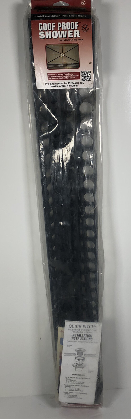 Quick Pitch Pre Slope Shower System kit 1”x1-3/4”x36” Standard Installation Kit