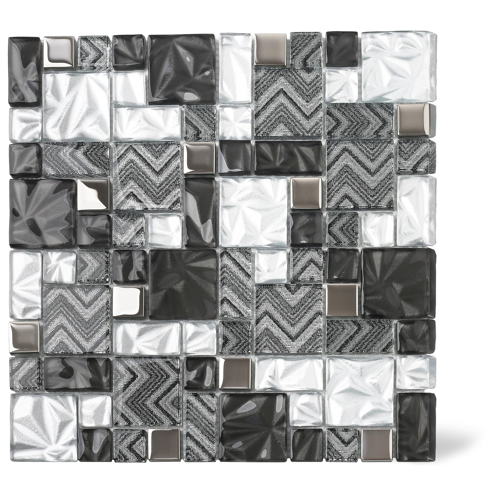Elephantile Black & White Glass Tiles Kitchen Bathroom Wall Backsplash Mosaic…
