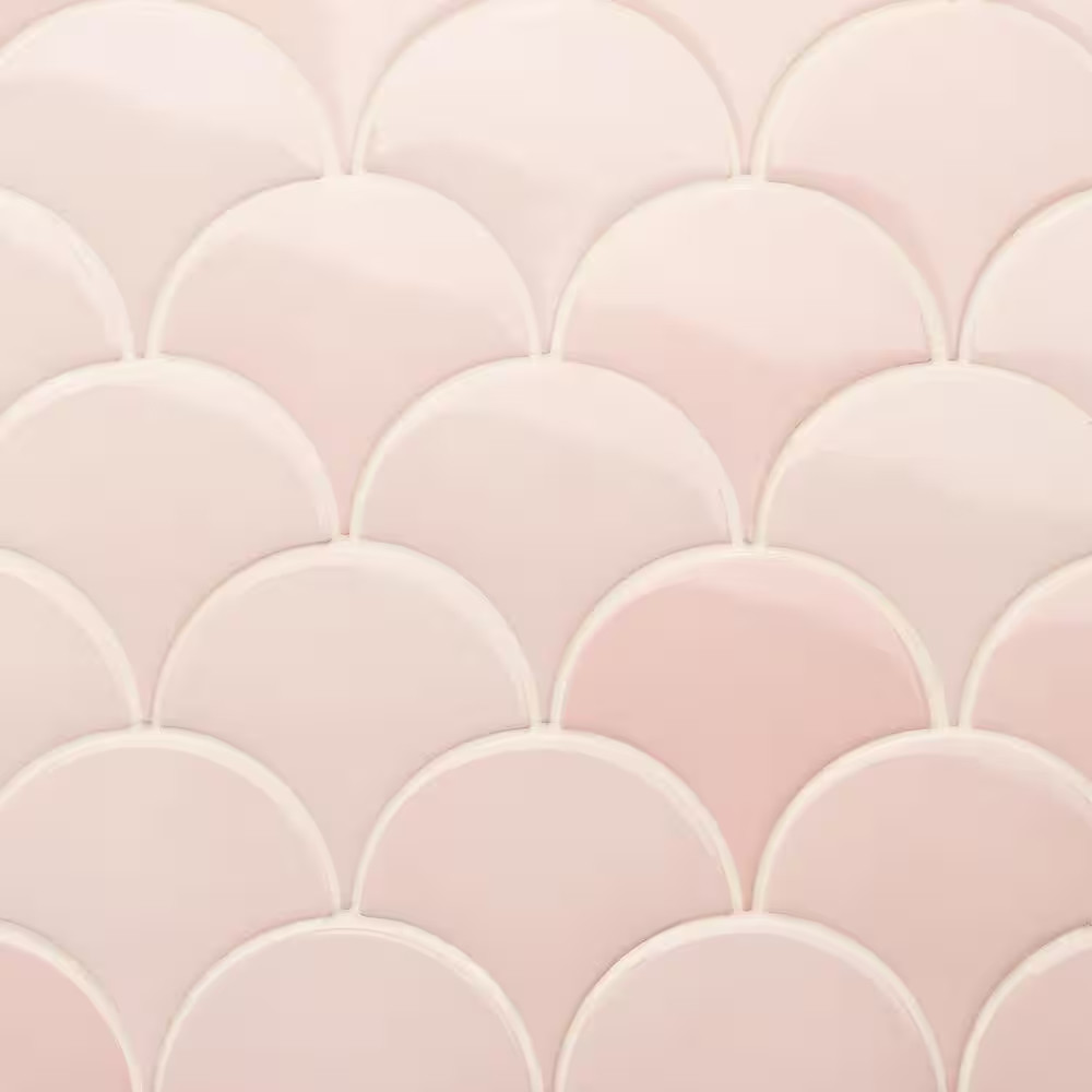 Beta Rose 2.44 In. X 5 In. Scallop Polished Ceramic Wall Tile (4.06 Sq. Ft./Case