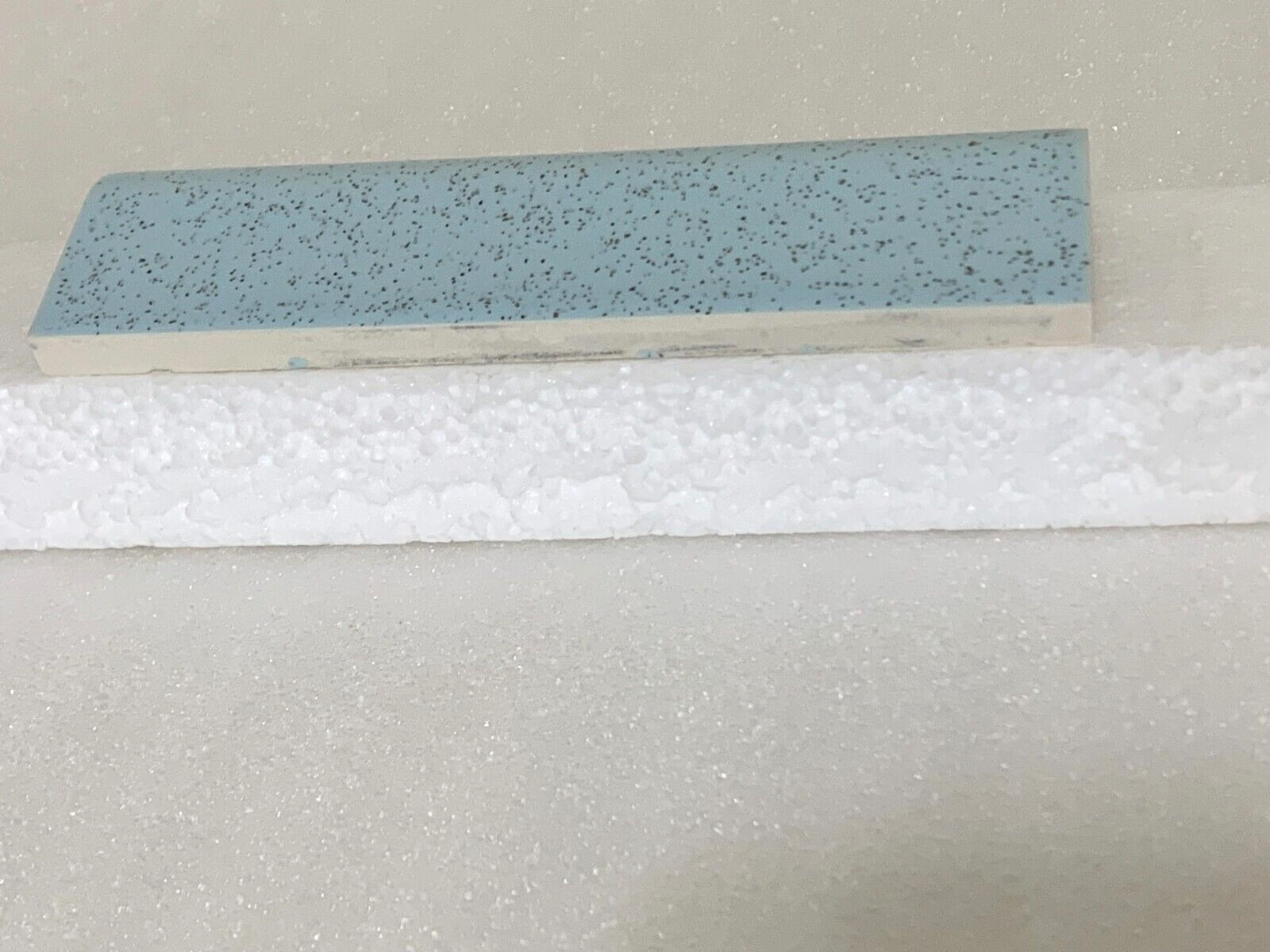 Vintage Stylon ceramic tile Stardust Blue/Speckled Black 2″ x 6″ Radius Bullnose