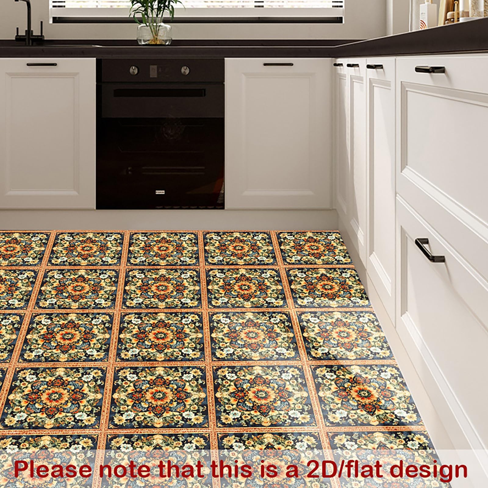 10 Pack Peel Stick Vinyl Floor Tiles 11.8×11.8 Inch Mandala Floral Pattern