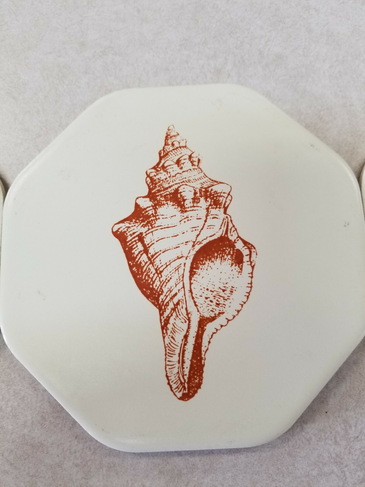 Vintage Lot of 3 SEASHELL SHELL CONCH CERAMIC TILE ART MCM TRIVET