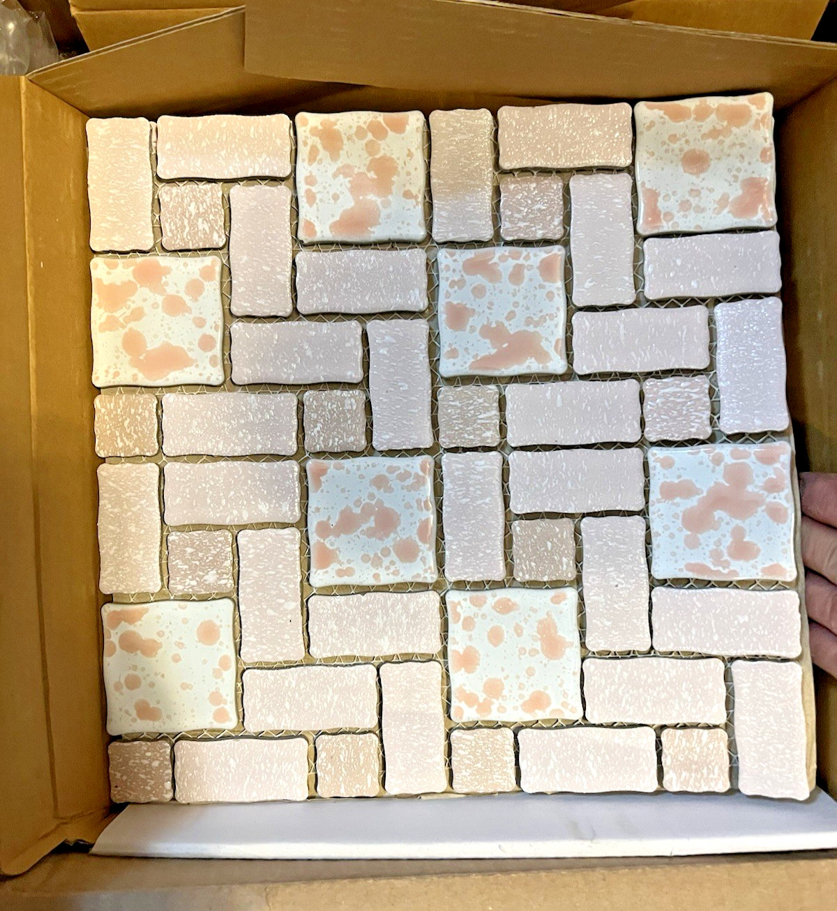 NEW Academy Pink Porcelain Mosaic Tiles 10 Sq Ft * Wall or Floor Tiles