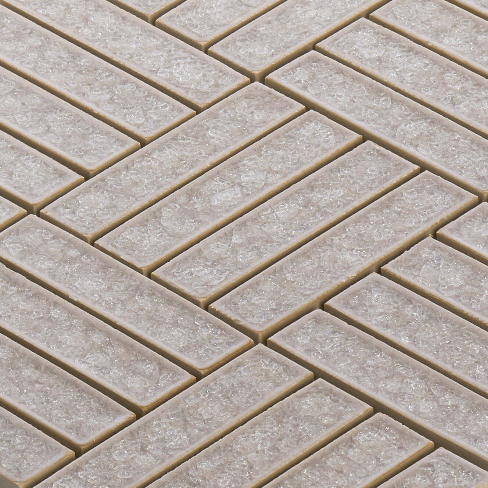Tan Beige Sand Crackle Glass Basketweave Parquet Mosaic Tile Kitchen Backsplash