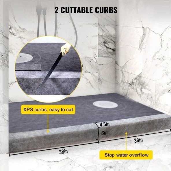 Waterproofing Shower Tray Kit 38″ x 60″ Shower Kit w/ Offset Drain PVC