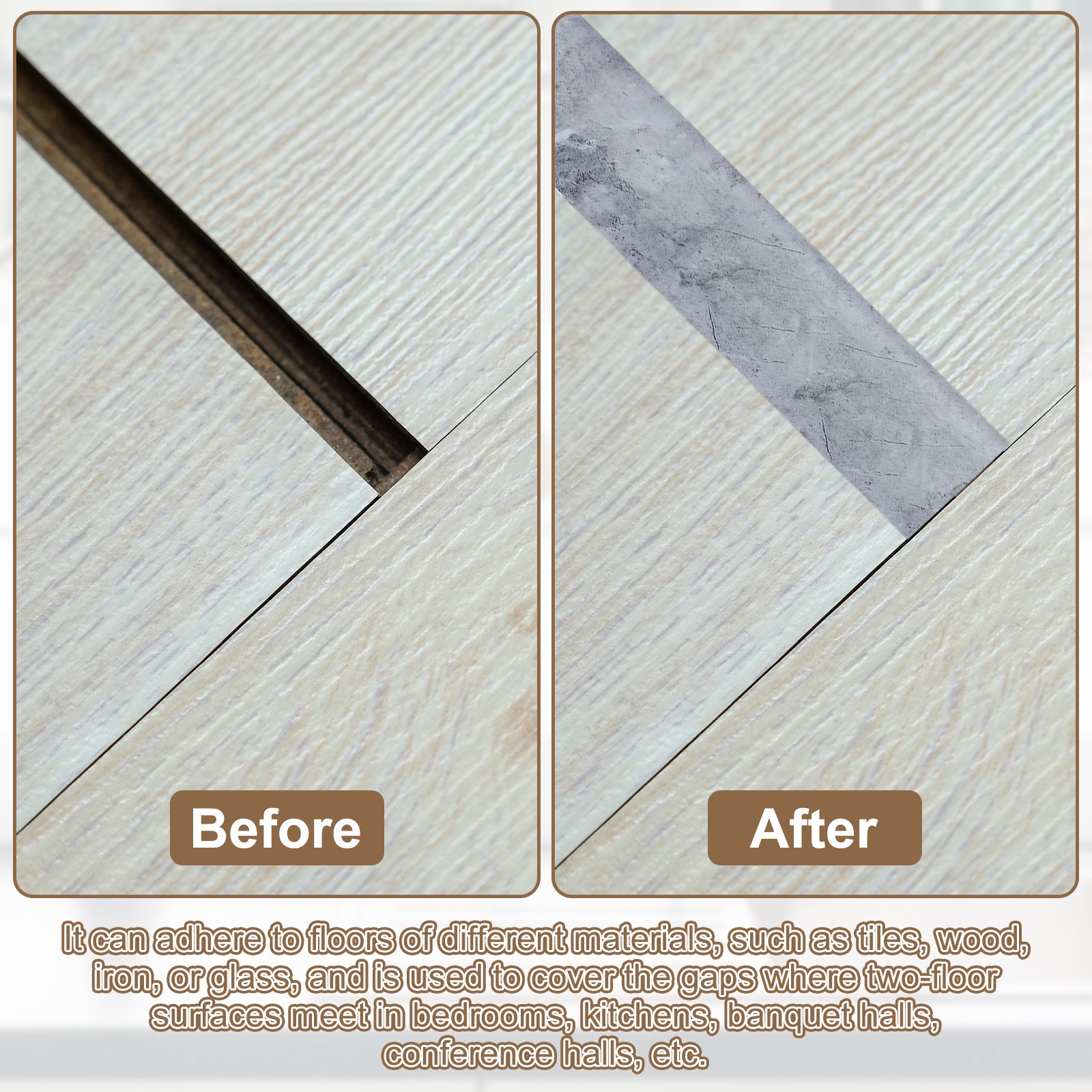 Floor Transition Strip 3.28 Ftx1.57″ Plastic Edging Trim Rosewood Vein Brown,