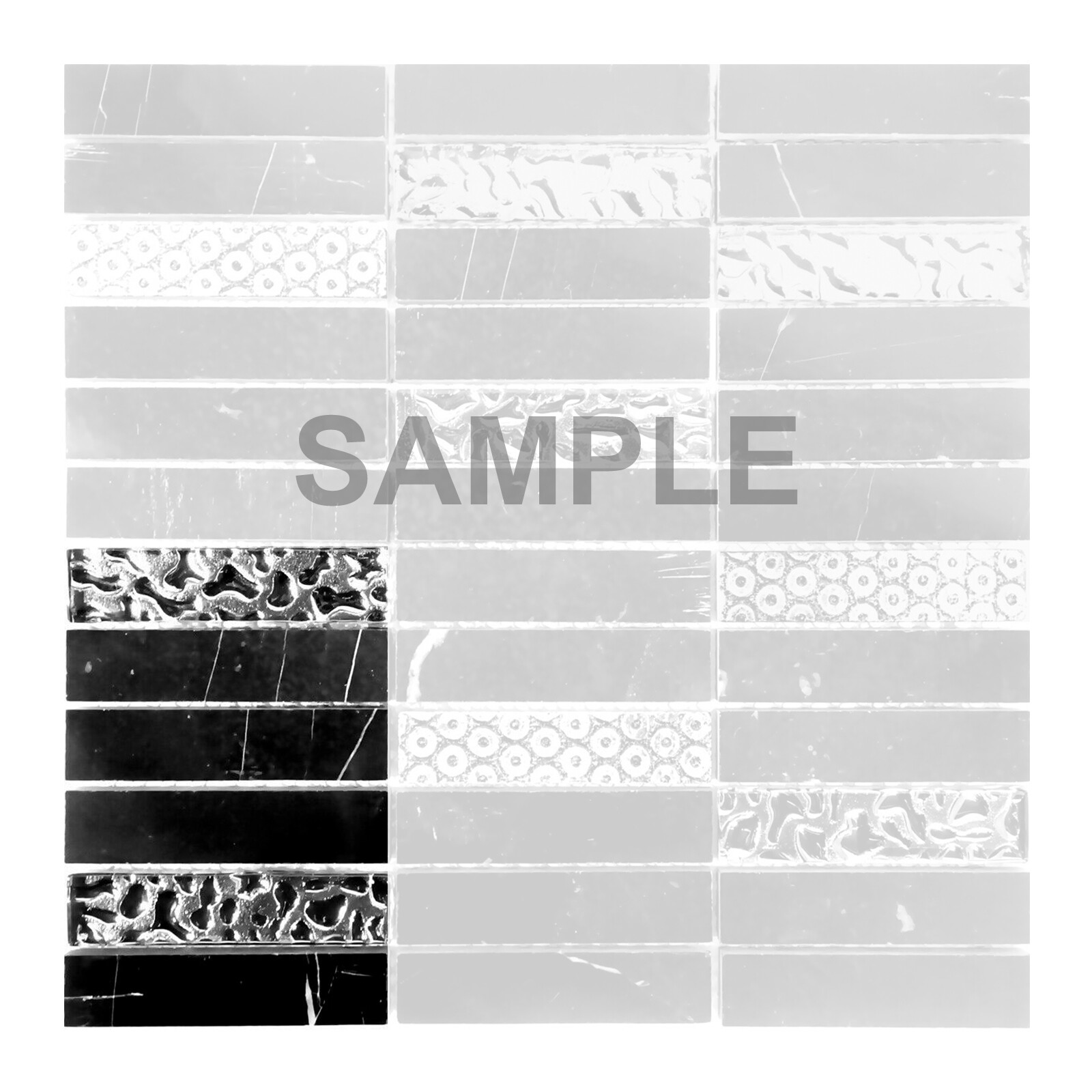 Black Marquina Marble Blended Metallic Silver Glass Mosaic Tile Wall Backsplash