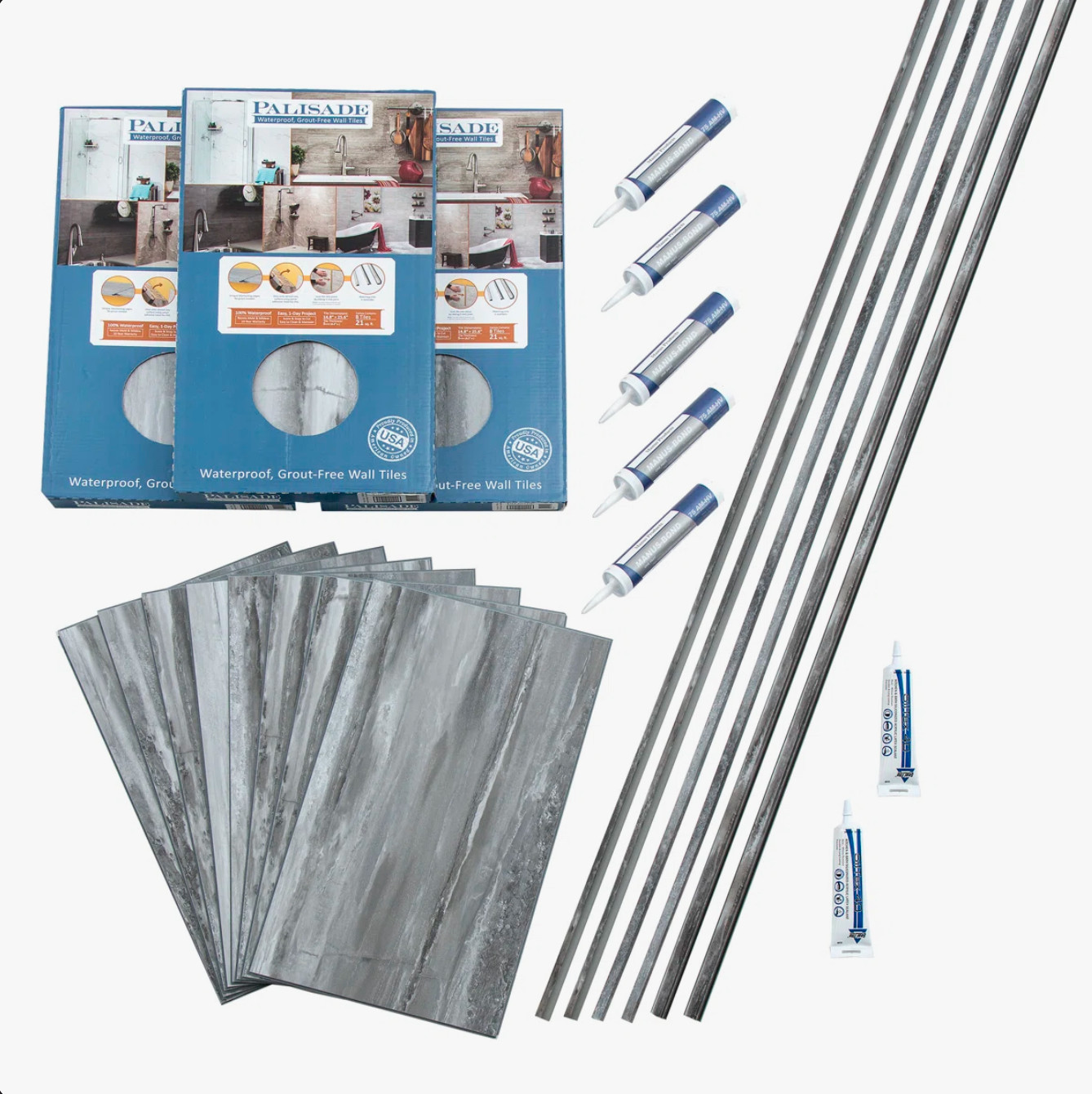 Palisade 25.6 in. x 14.8 in. Tile Shower and Tub Surround Kit
