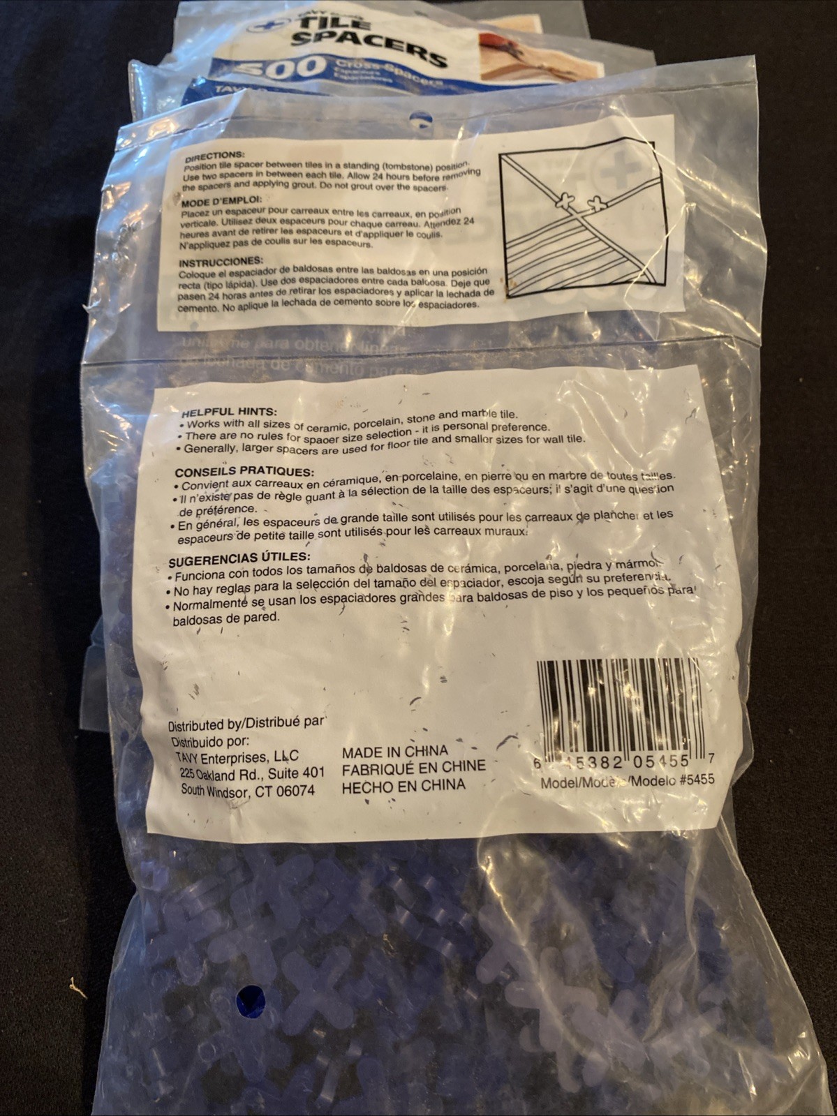 TAVY Basix 3/16 in Blue Cross Plastic Tile Spacers 500 Pack – 3 pkgs