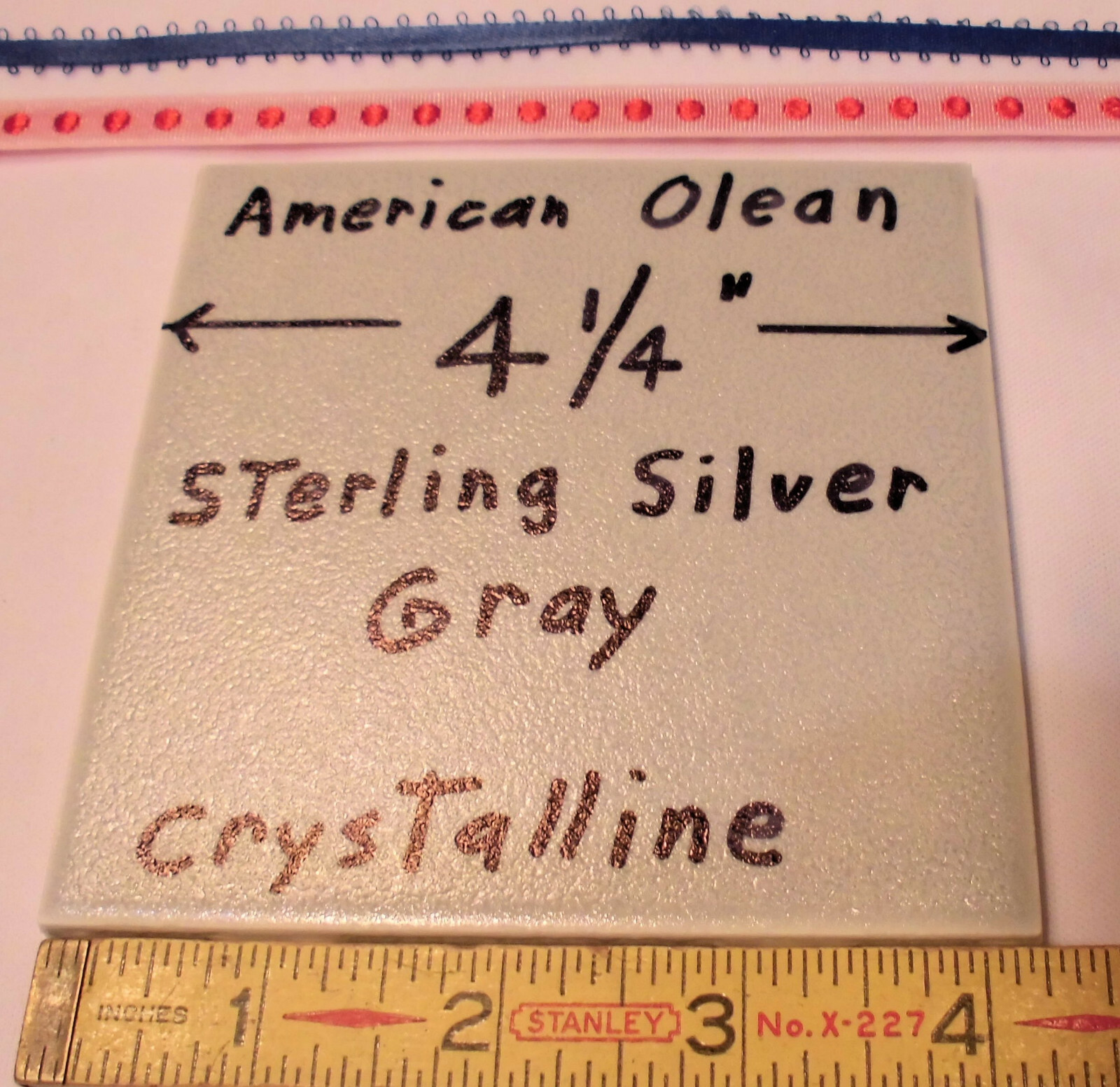 1 pc. Gray – Sterling Silver: Ceramic Tile *Crystalline* American Olean 4-1/4″