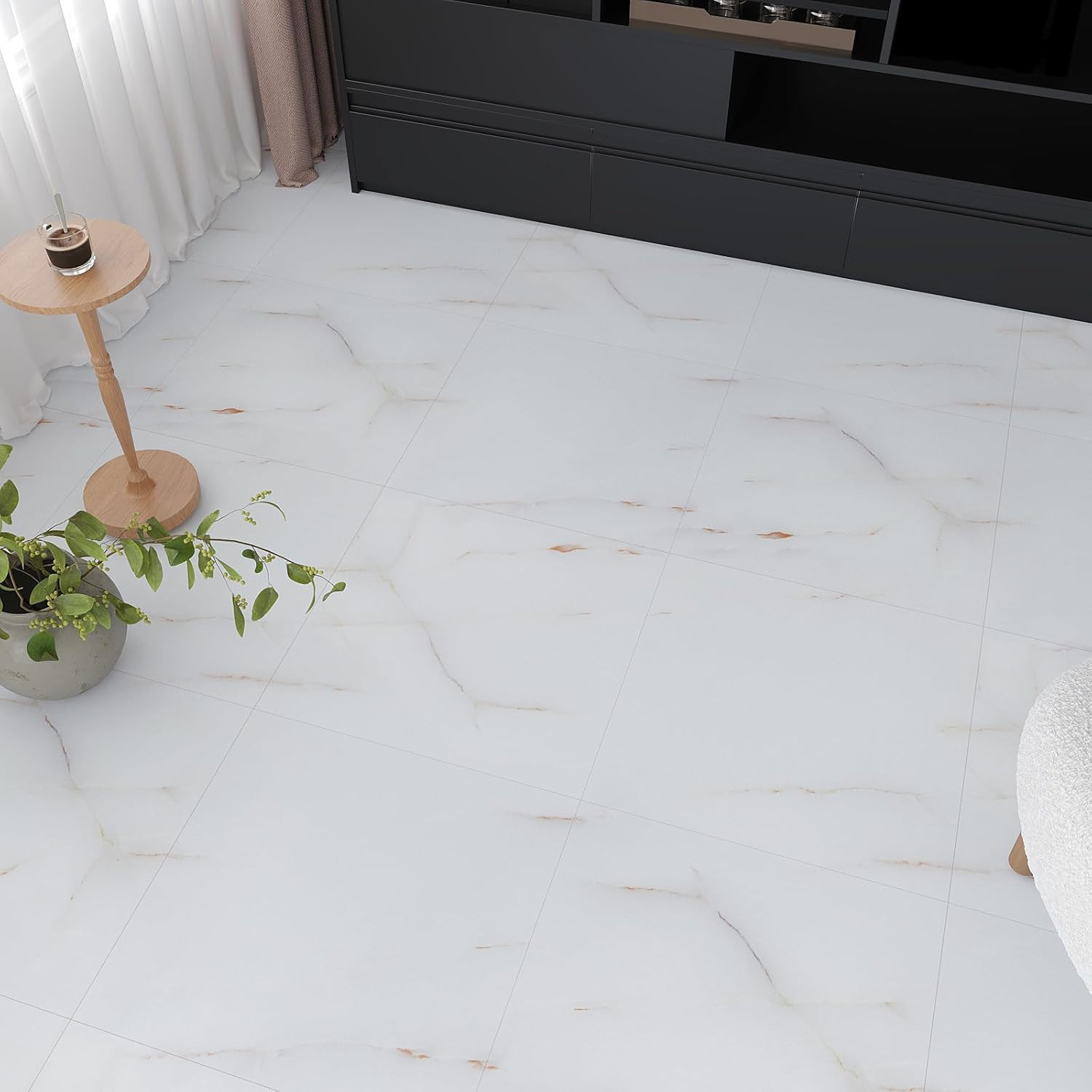 24 Pack Pink & White Marble Peel and Stick Vinyl Floor Tiles 12″x12