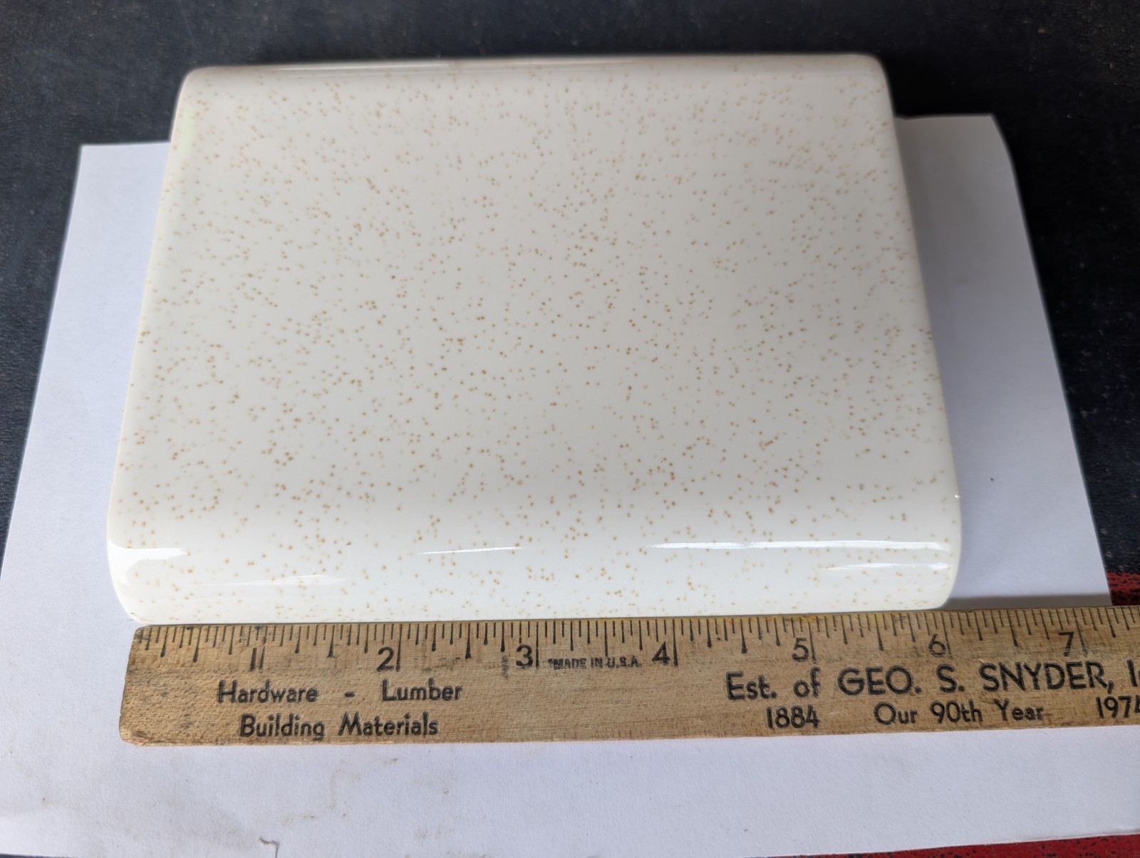 1 pc American Olean Gloss Gold Mist #48 A7510 Ceramic Tile Mud Bullnose 5″x6″