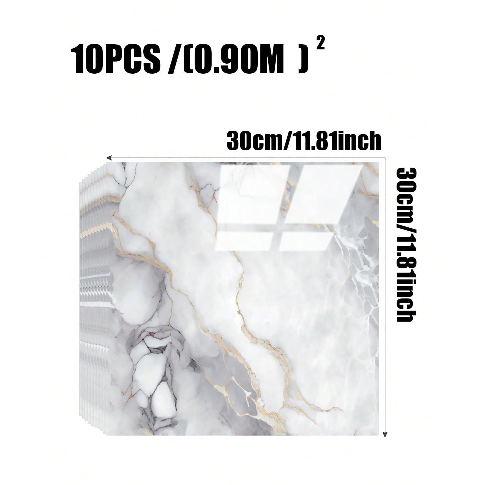 10 Pack 12×12 Inch Peel and Stick Backsplash Marble Look Wall Tiles for Kitchen
