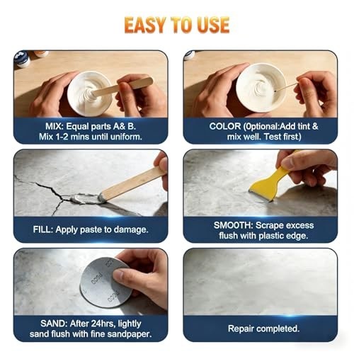 Porcelain Tile Repair Kit – 5.6 oz Epoxy Putty, 6-Color Match for Chips & Cracks