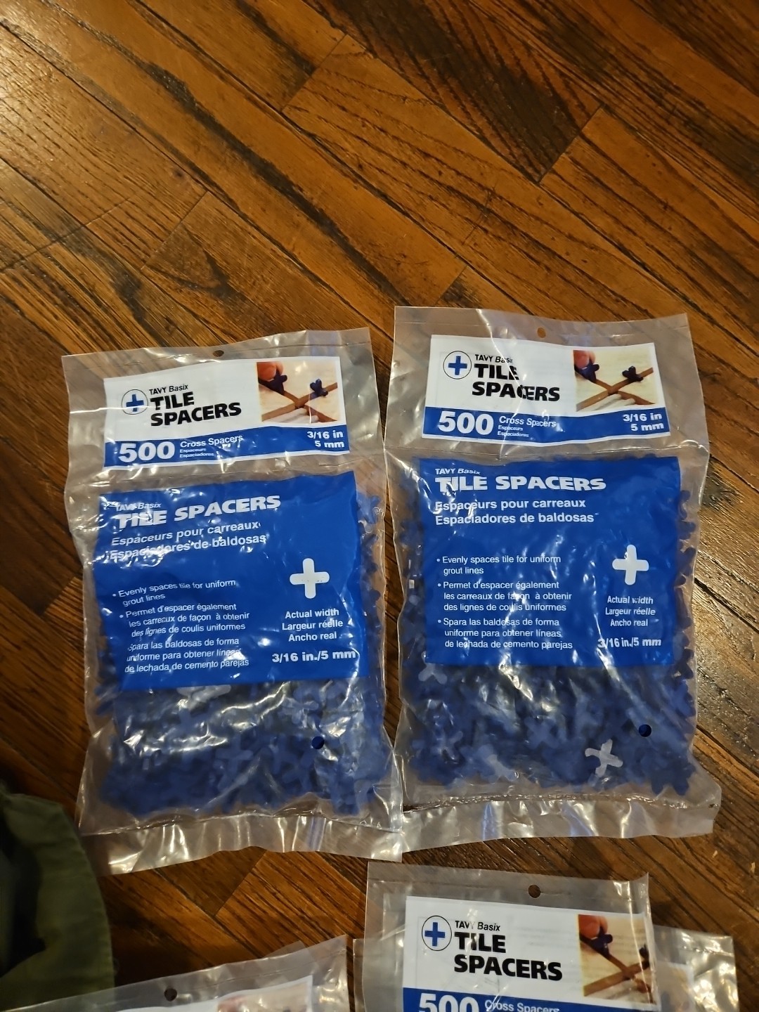 2 PACK of 500 Cross Plastic Tile Spacer TAVY Basix 3/16″ 5mm 1,000 TOTAL