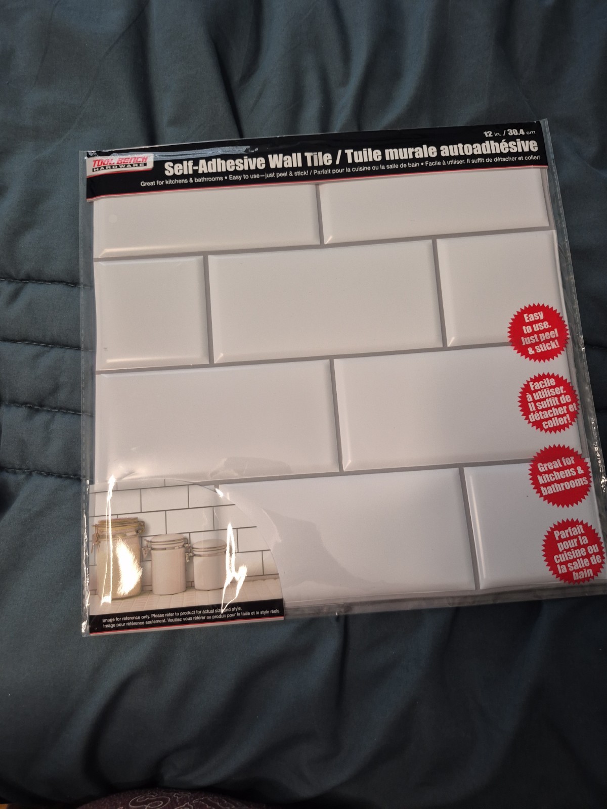Tool Bench Hardware/Self Adhesive White Faux Subway Wall Tile/ 12in./LOT OF 10
