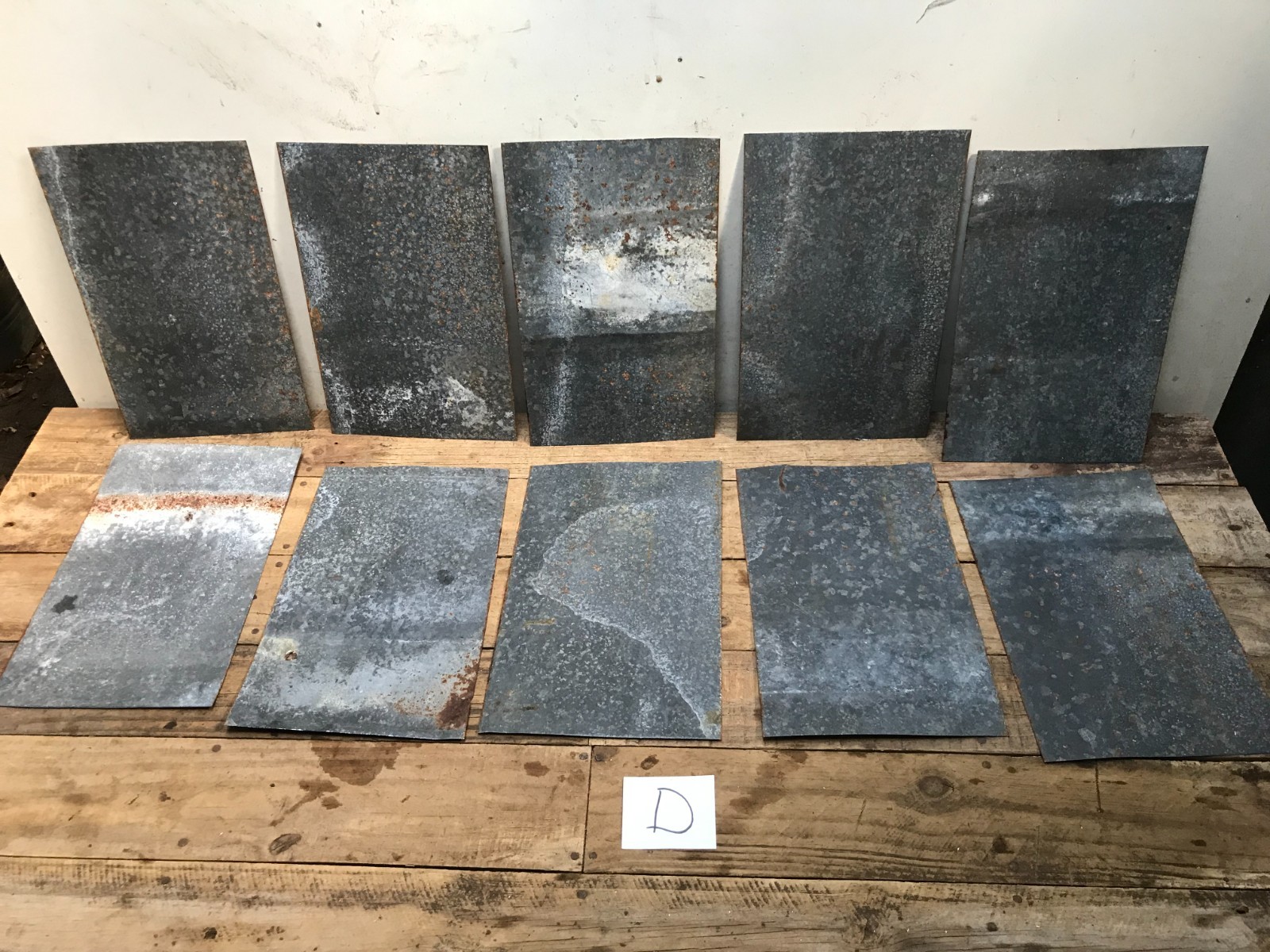 10 Rusty Galvanized Patina Sheet Metal 12″ x 7 1/2 – 8″ Wall Tile Art Garden (D)