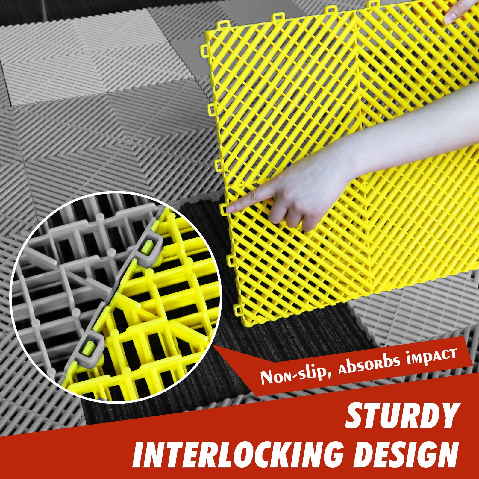 Garage Floor Tiles Interlocking 25/50 Pack Flooring Tiles 15.75×15.75″ for Patio