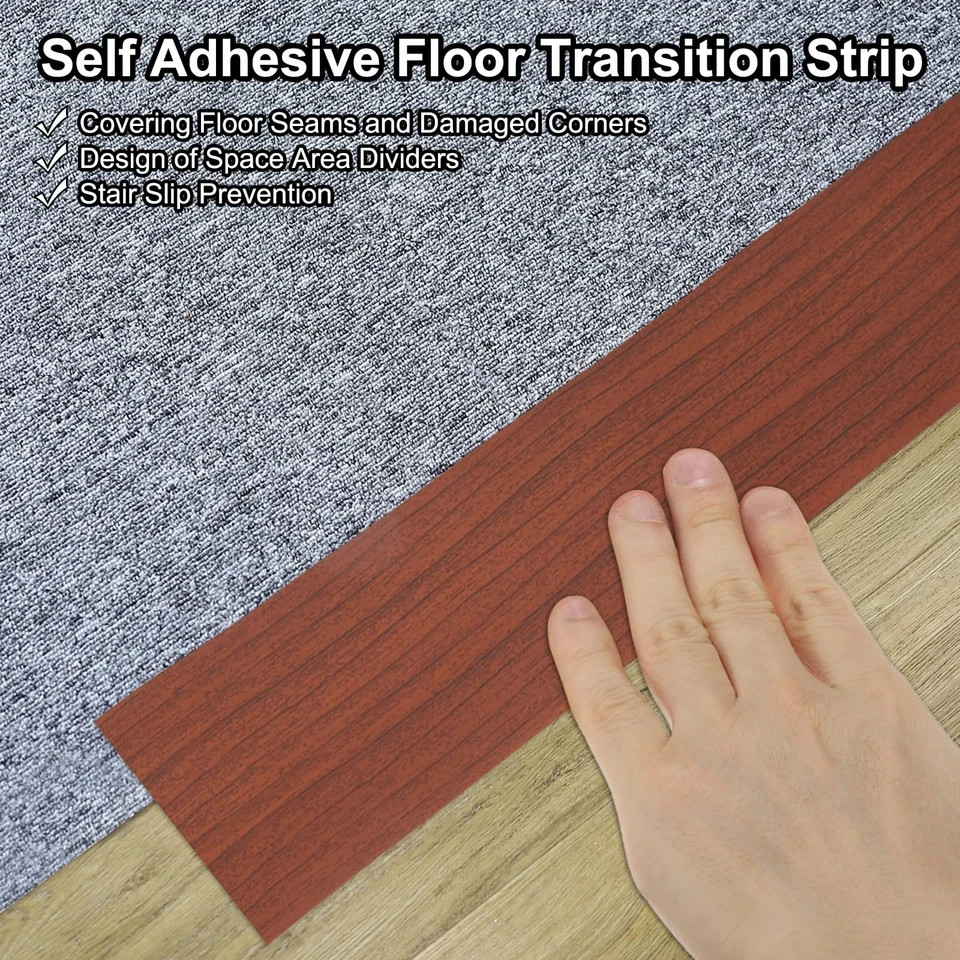 PATIKIL Self Adhesive Floor Transition Strip 10 ft x 3″ Vinyl Flat Divider Fl…