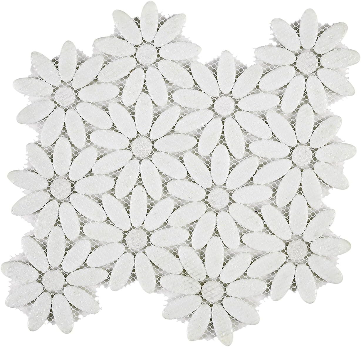 Elegant White Flower Mosaic Tiles – 5 Sheets for Kitchen & Bathroom Decor