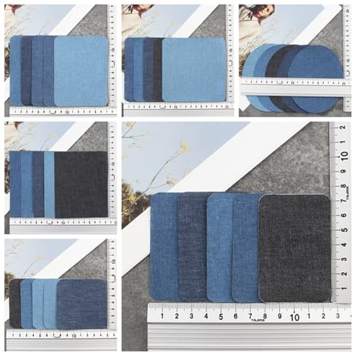 Denim Iron-On Patches, 30 Pcs Assorted Shades Fabric Repair Patches, Heat