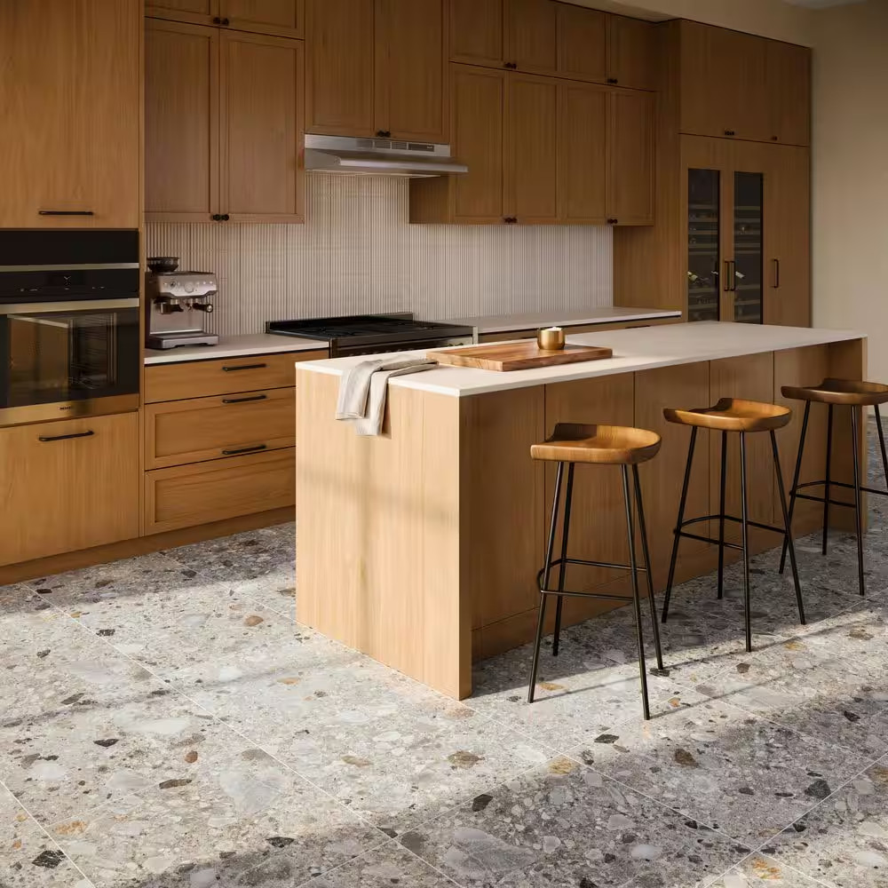 Luxe Terrazzo Earth 23.54 In. X 23.54 In. Matte Terrazzo Look Porcelain Floor an