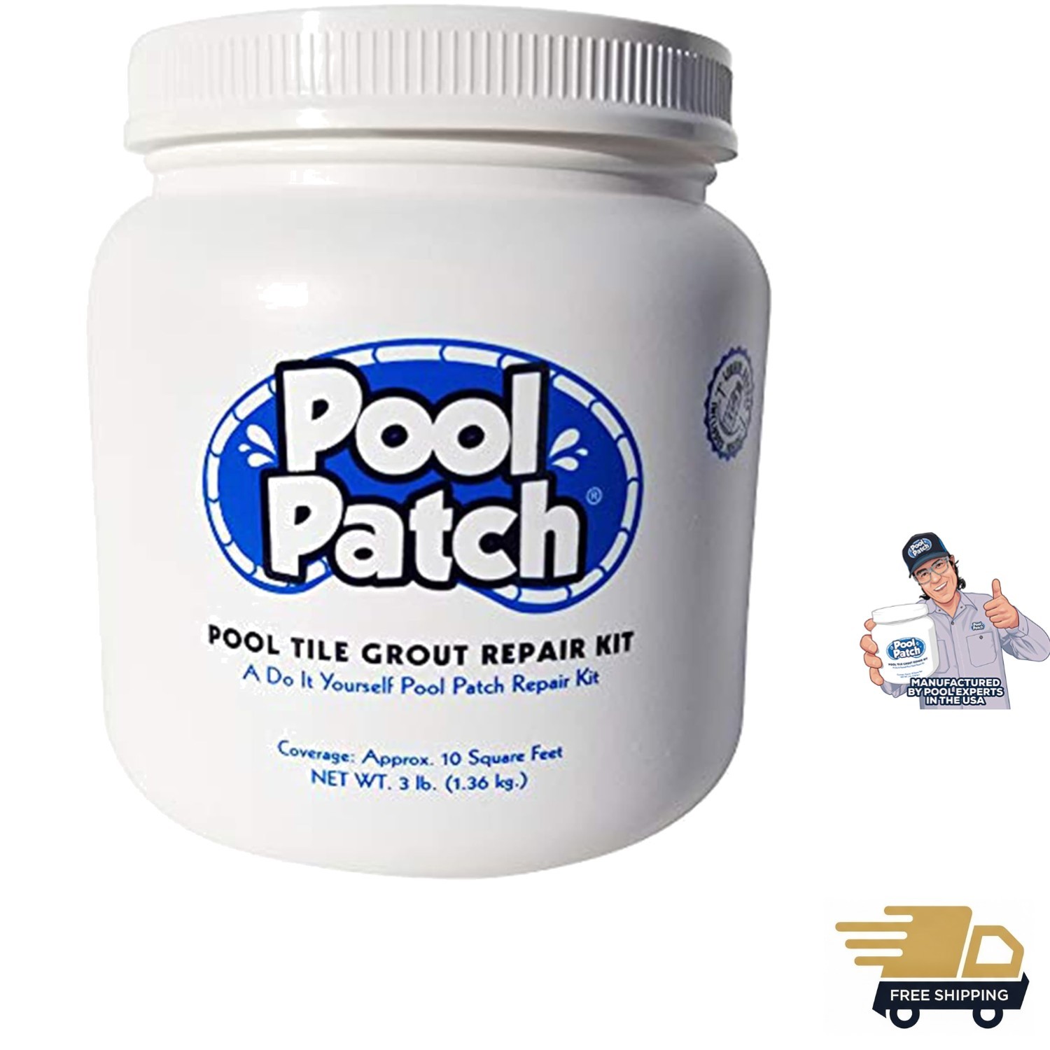 White Pool Tile Grout Repair Kit, 3-Pound, White
