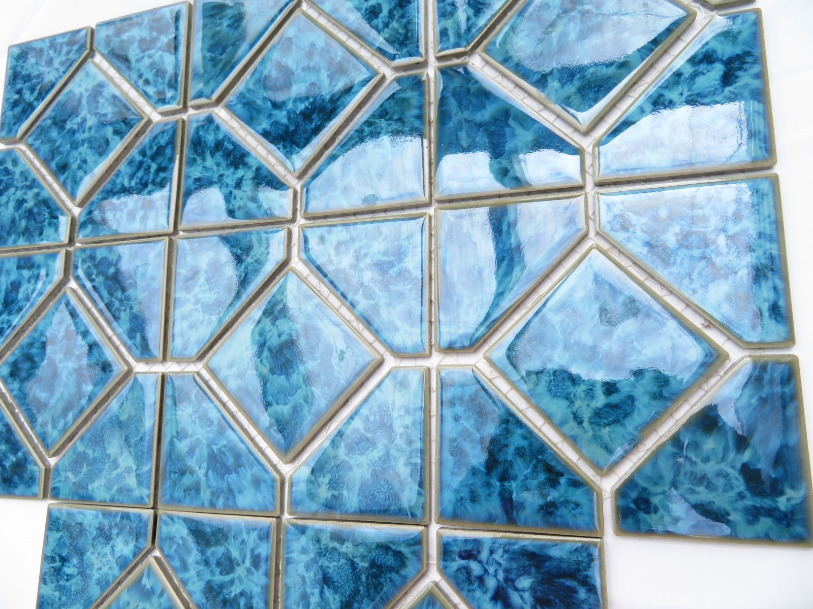 Tiles Weatherproof Medium Blues, 8 Decorative “Cloud” 6″ x 6″ On Netting UNUSED