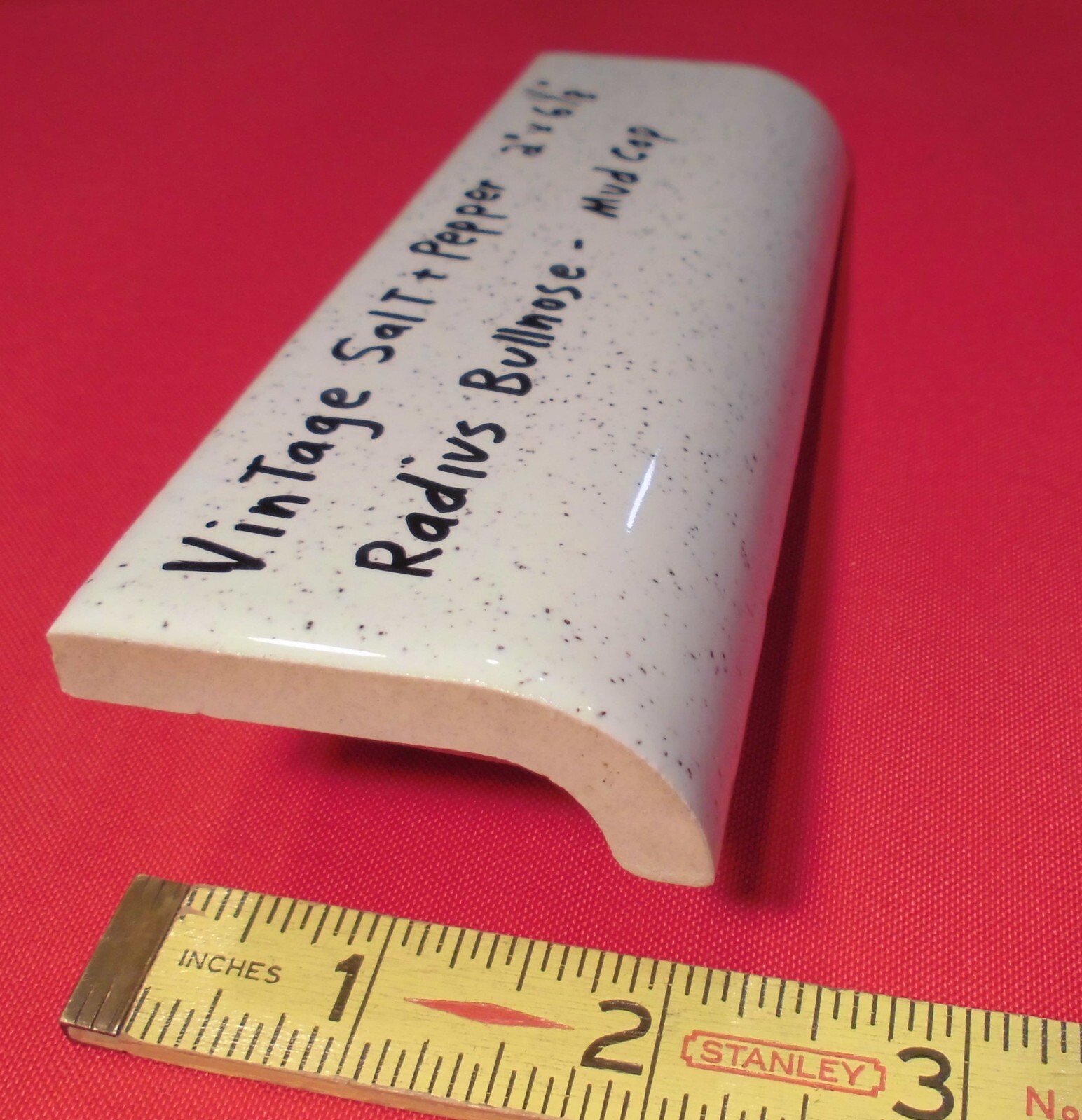 1 pc. Salt & Pepper Ceramic Bullnose Tile 2” X 6” American Olean, NEW STOCK