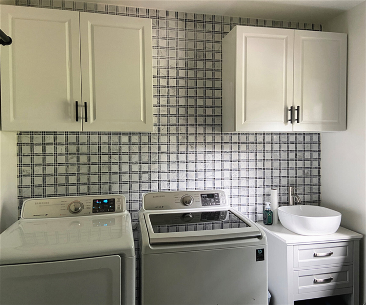C261XP Carrara White Gray Black Marble Plaid Tartan Gingham Tile Polished