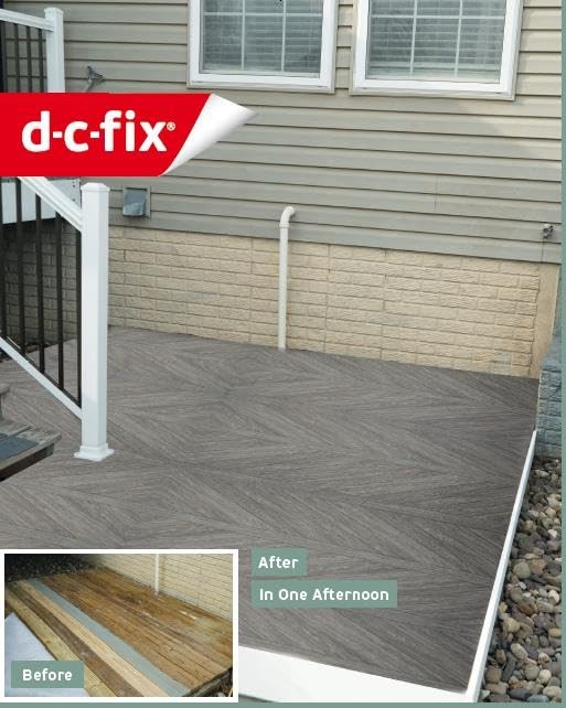 d-c-fix Outdoor Flooring Roll – Brown Chevron Wood – 6 x 12, 72 sq.ft – Water…