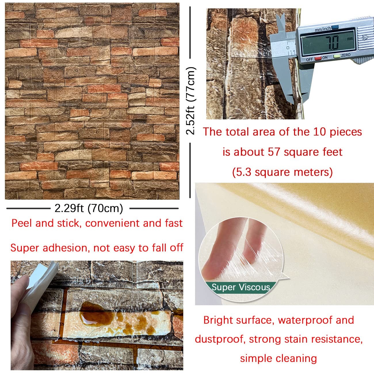 7mm Thick Anti-Collision self Adhesive 3D Wall Panels Peel and Stick,10-Pack …
