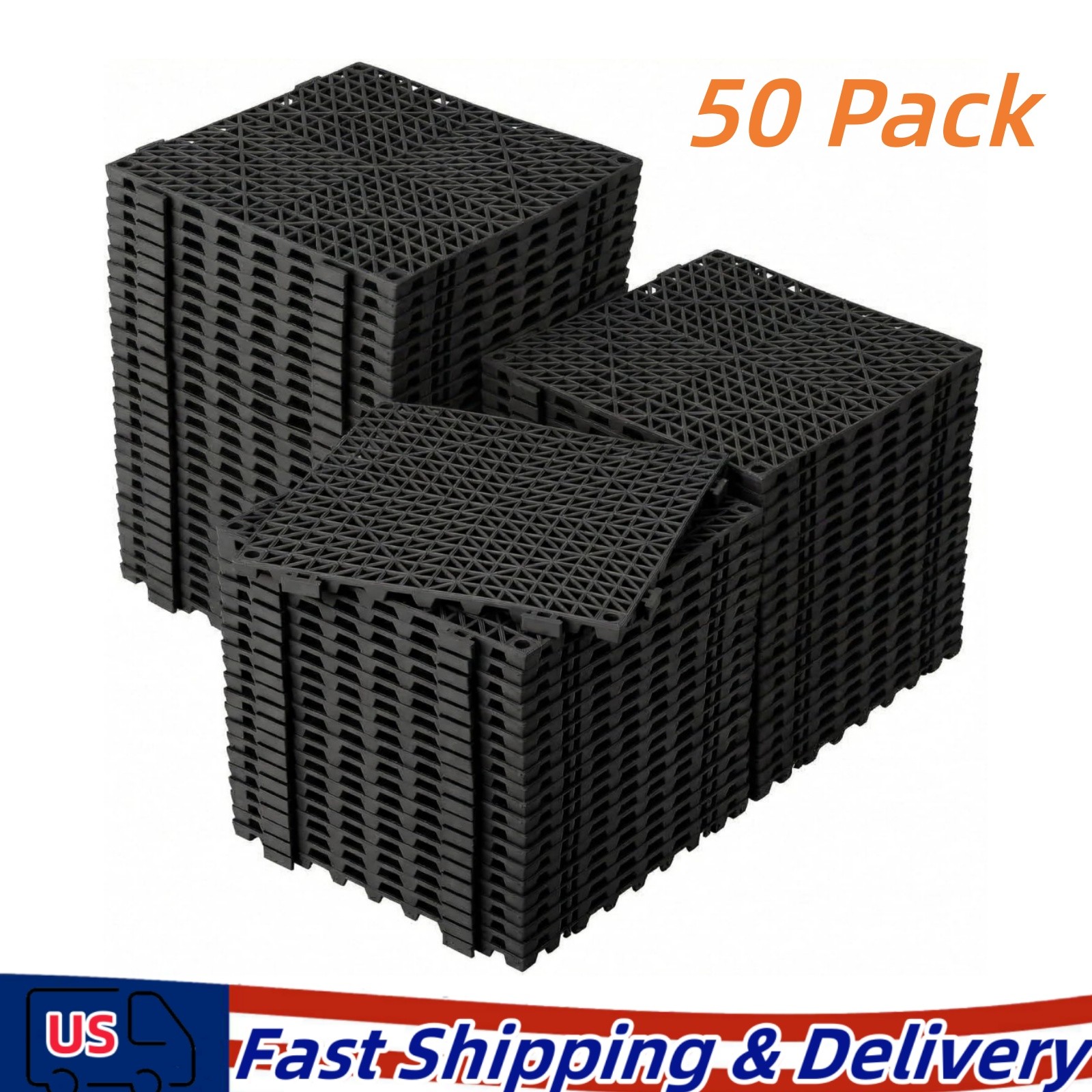 Garage Floor Tiles Interlocking 12×12 in 50 Pack Garage Flooring Tiles Black