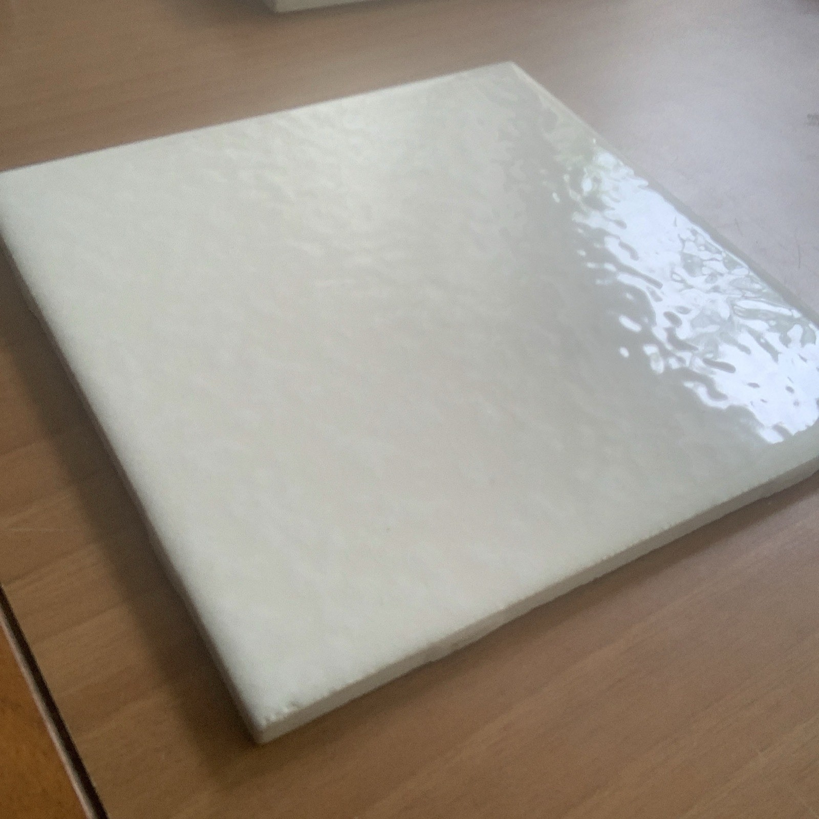 Off White Large Textured Gloss Ceramic Tile 6 X 6