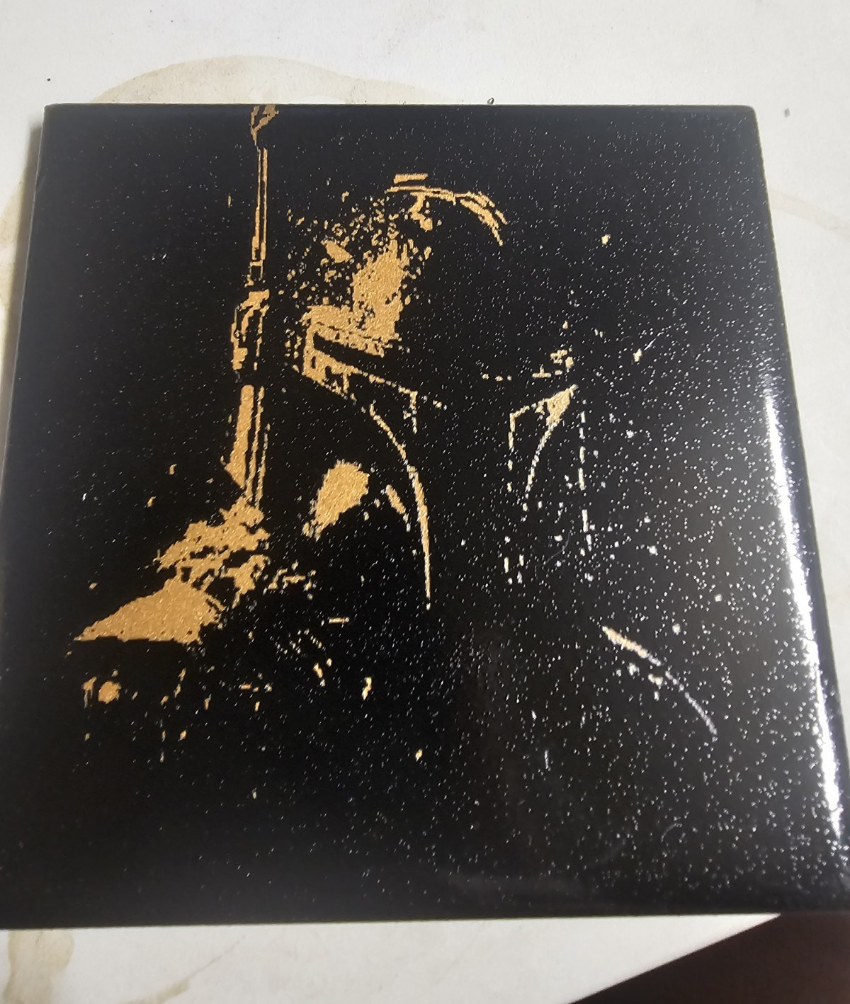 Ceramic Wall Tile Black Gold Glossy Modern Novelty Square Bathroom Kitchen