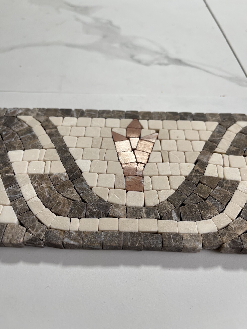B4676T Marble Mosaic Border Listello Accent Deco Tile Leaf Red 4×8 Tumbled