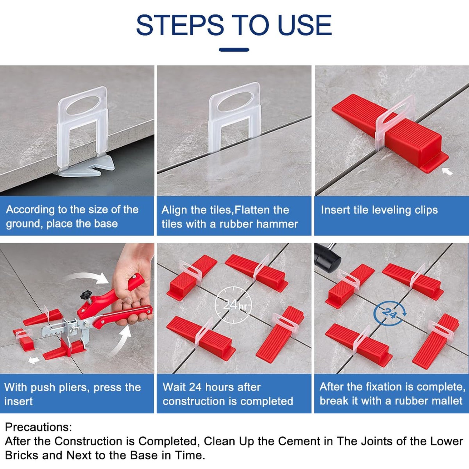 Tile Leveling System Clips 1/32″ Tiles Leveler Spacers 1mm Tile Tools Set 200…