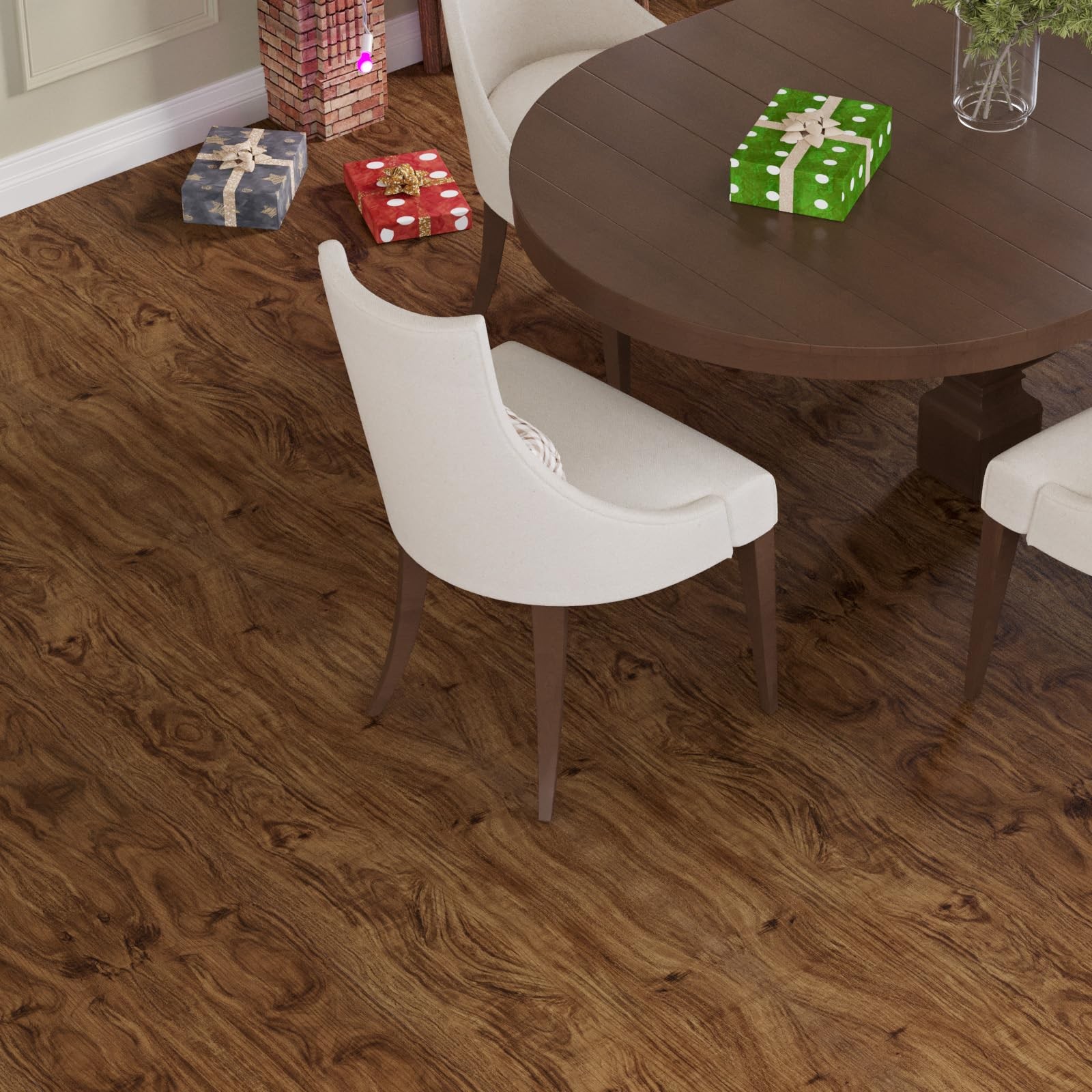 Wood Grain Vinyl Flooring Roll 15.7″ x 118″ Brown Peel & Stick Waterproof Flo…
