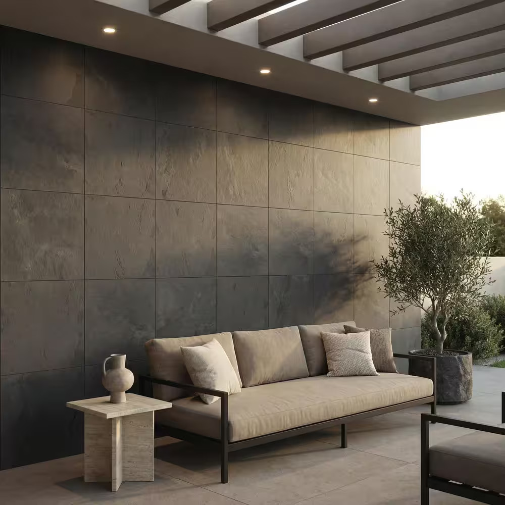 Montauk Black Slate Rectangle 18 In. X 36 In. Natural Textured Stone Look Floor