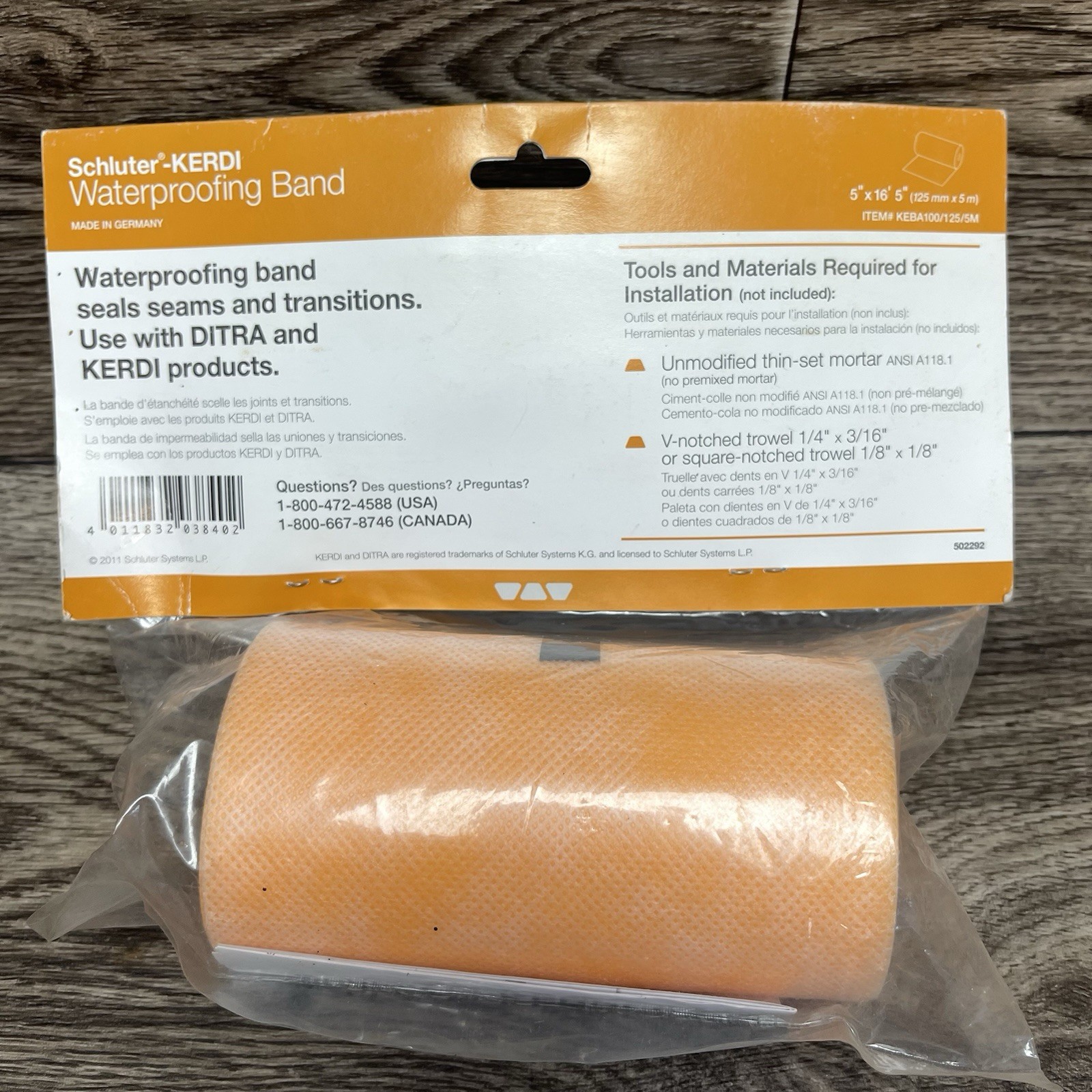 SCHLUTER KERDI Waterproofing Band Germany 5”x16’5” Lot Of 4