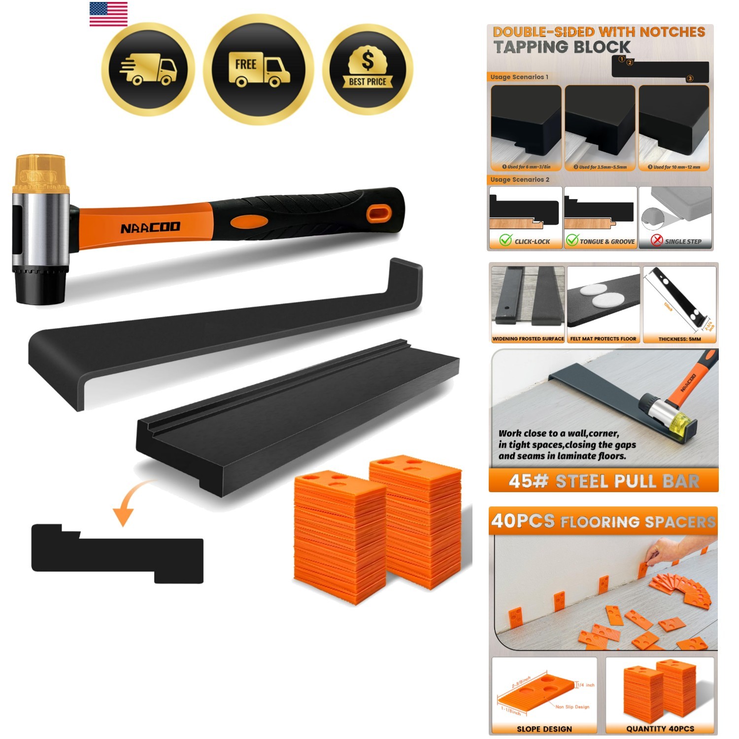 Laminate/Vinyl Flooring Tools, Tapping Block for Vinyl Plank Flooring – Doubl…