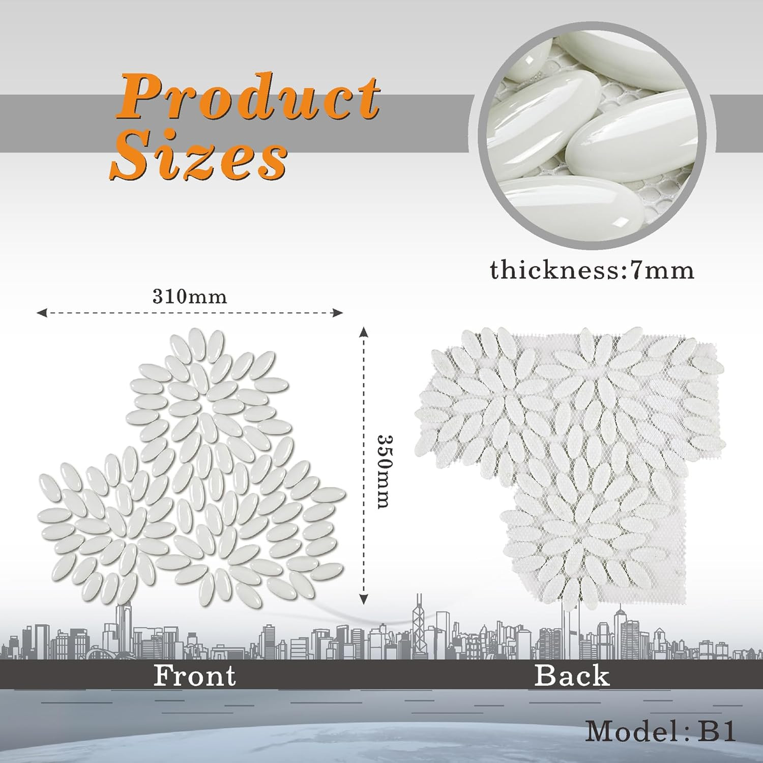 Elegant White Flower Mosaic Tiles – 5 Sheets for Kitchen & Bathroom Decor