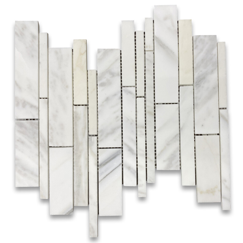 G78XH Calacatta Gold Calcutta Marble Random Strip Mosaic Tile Honed